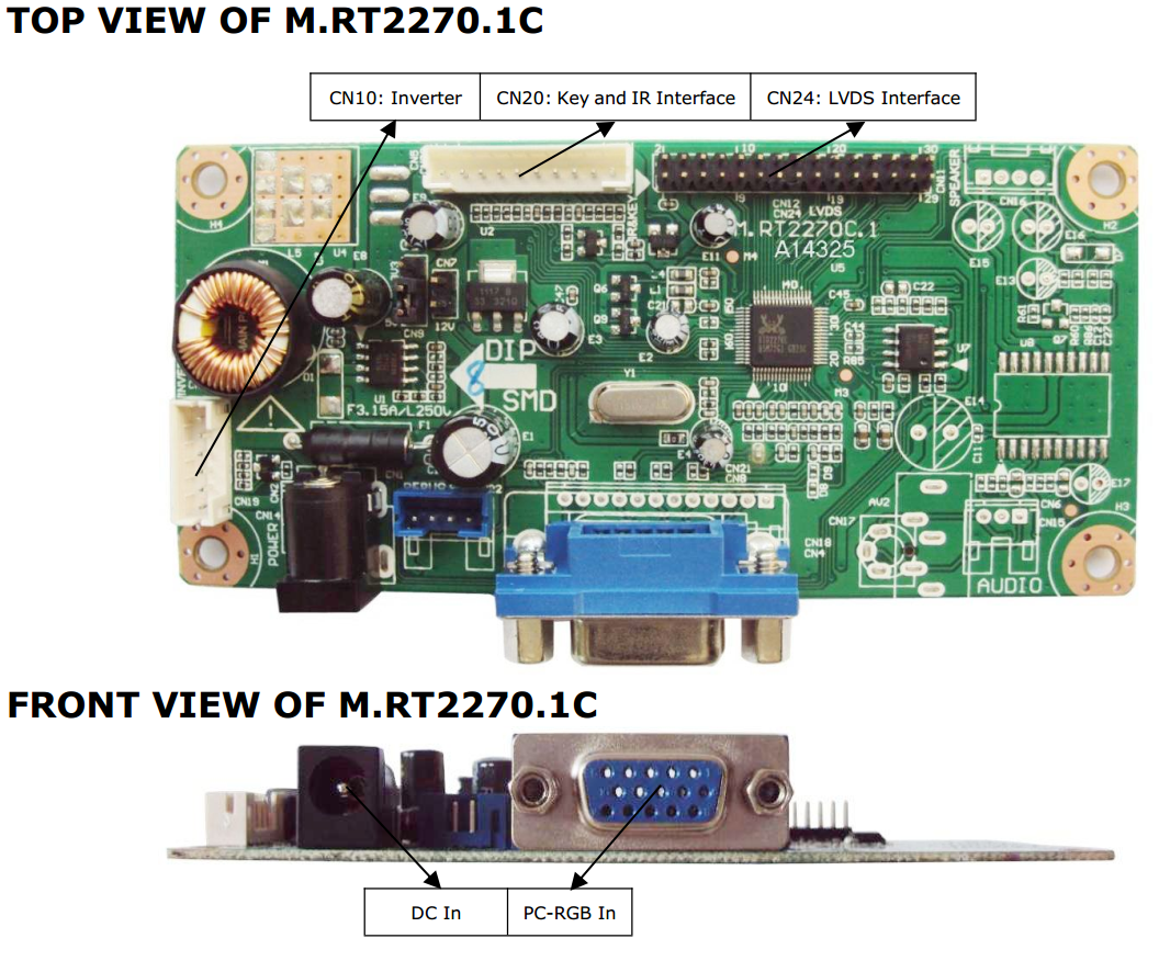 M.RT2270C.1 LCD Display Controller Board with VGA Terminal