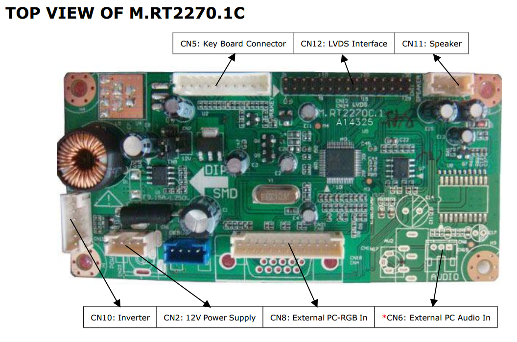 M.RT2270C.1 LCD Display Controller Board with VGA Connector